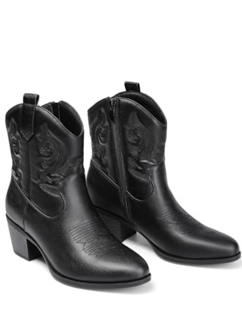 Women's Western Cowboy Cowgirl Embroidered Ankle Boots Fashion Low chunky Heel